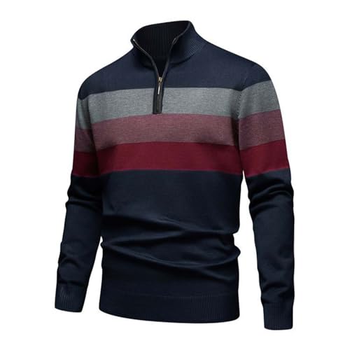 Color Block Sweater Men Long Sleeve Quarter Zip Pullover Sweater Winter Warm Basic Sweaters2