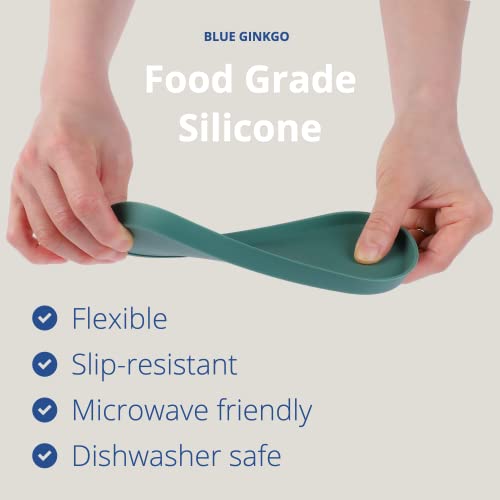 Blue Ginkgo Mini Silicone Trays - Set Of 6 Multipurpose Kitchen Accessories, Bathroom Vanity Organizer, Decorative Tray, Desk Organizer, Makeup Organizers - (3 Round & 3 Oval) - Green, Yellow, Pink #TOP4
