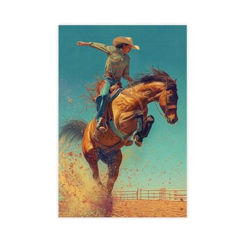 Affiche cowgirl à cheval esprit rétro sud-ouest pour raviver vos murs