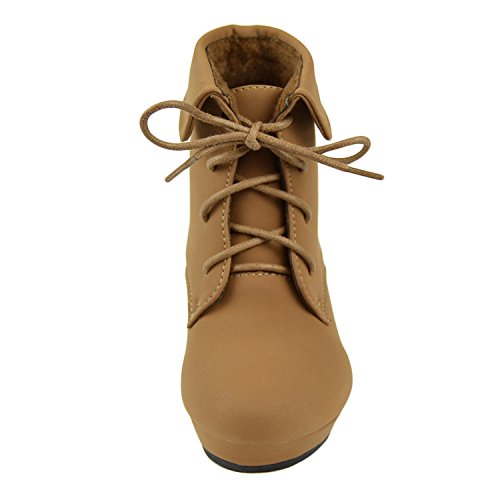 Generation Y Girl's Ankle Boots Wedge Heels Lace Up Cuff Booties3