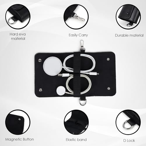 Image of GadgetBite Travel Clip on Pouch, Tidy case for Cable and adapters, Travel Pouch, Bag Insert,Organiser Pouch- Black