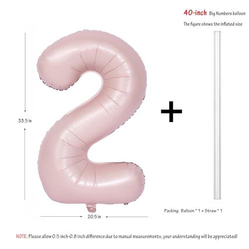 Image of 40 In Matte Pink Birthday Number Balloons 2 Helium Foil Mylar Balloon | Birthday Party Decorations Suitable For Boys' And Girls' Birthday Parties Anniversary celebration