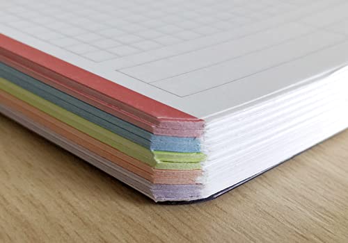 Clairefontaine 598723C - Collegeblock Spiralheft Mimesys A4+, 120 Blatt 90g, kariert mit Kopfleiste, 4-fach gelocht, Neon Farben sortiert, 1 Stück