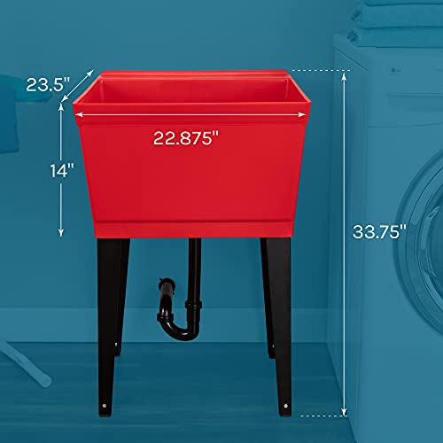 Image of 19 Gallon Utility Sink Laundry Tub by JS Jackson Supplies with Adjustable Metal Legs, Ideal for Laundry room, Basement, or Garage Workshop. Heavy Duty Shop Sink. No Faucet Included