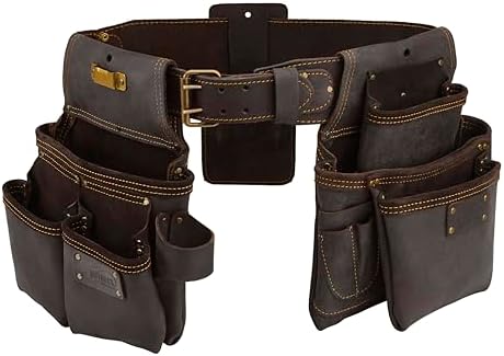 OX Pro Construction Tool Belt - 22-Pocket Leather Tool Belt Pouch...