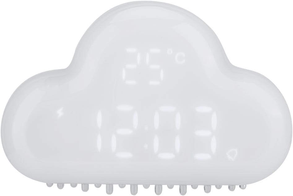 V BESTLIFE Cloud Alarm Clock, White, Digital Display, Strong Magnet, Shows LED Time, Date, Temperature, Alarm, Snooze