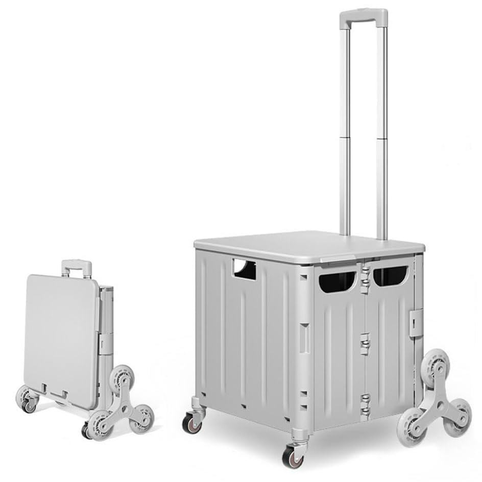 Carrito de comestibles para subir escaleras de 75 l, carrito plegable con ruedas silenciosas, mango de aluminio ajustable para viajes y compras, perfecto para comestibles y uso al aire libre