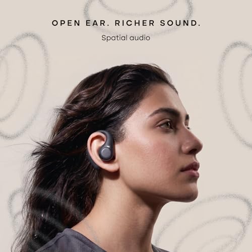 Image of Noise Pure Pods 2 Wireless Open Ear Earbuds with AirWave Technology, Spatial Audio, Up-to 50H Playtime, Quad Mic with AI ENC, 14.2mm Neodymium Driver, Detachable Pure Band, BTv5.4, IPX4 (Prime Black)