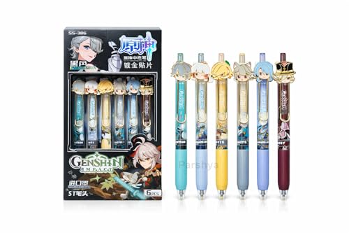 Image of KiddieWorld Anime Gel Pen Set 6 Pcs, Cute Cartoon Character Pens, 0.5mm Smooth Writing Black Or Blue Ink Pens, Kawaii Stationery Gift Set for Kids Girls Boys School Office Supplies