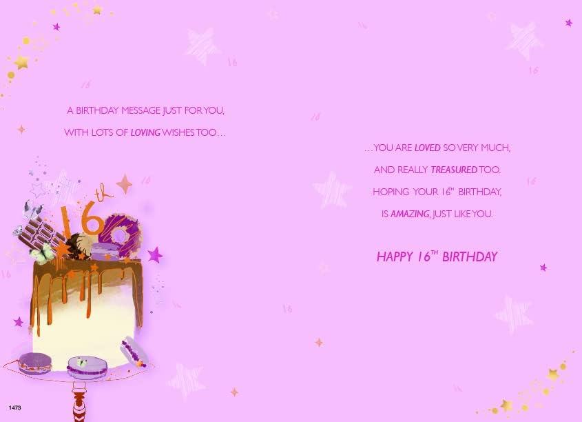 ICG Wonderful Daughter Happy 16th Age 16 Birthday Card - Birthday Cake Stars