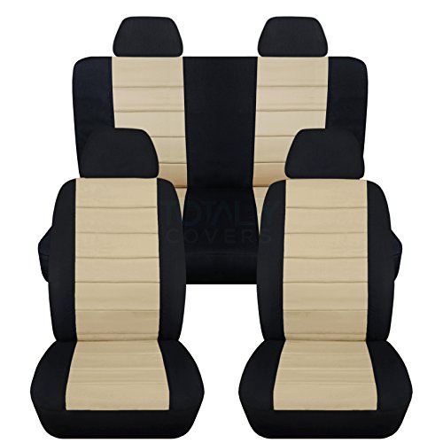 Totally Covers Compatible with 1998-2011 Volkswagen VW New Beetle/Bug Seat Covers: Black & Sand - Full Set Front & Rear (23 Colors)