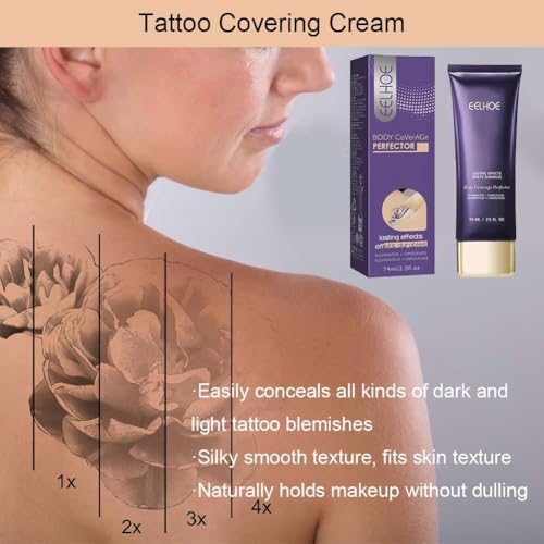 Body Coverage Perfector,All Over Complexion Perfector,Tattoo Abdeckung Creme,Tattoo Abdecken Wasserfest,Abdeckcreme für Besenreiser, Narben Concealer Wasserfest, Langanhaltend Körper Make Up,74ml