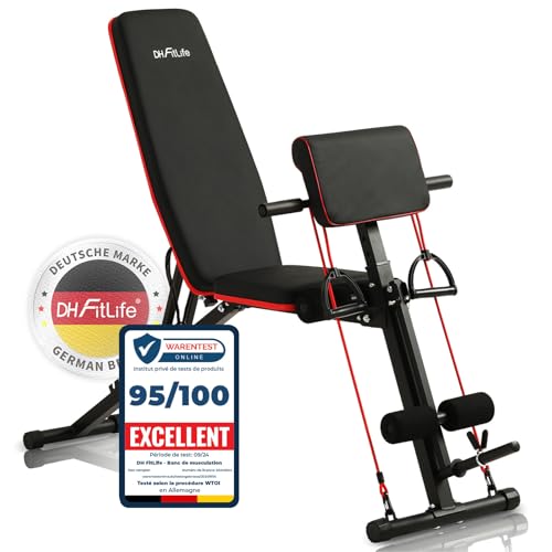 Banc de musculation pliable,banc réglable pour le développé couché, le curl biceps, la musculation du dos et des abdominaux,banc inclinable avec banc curl et extenseur des jambes