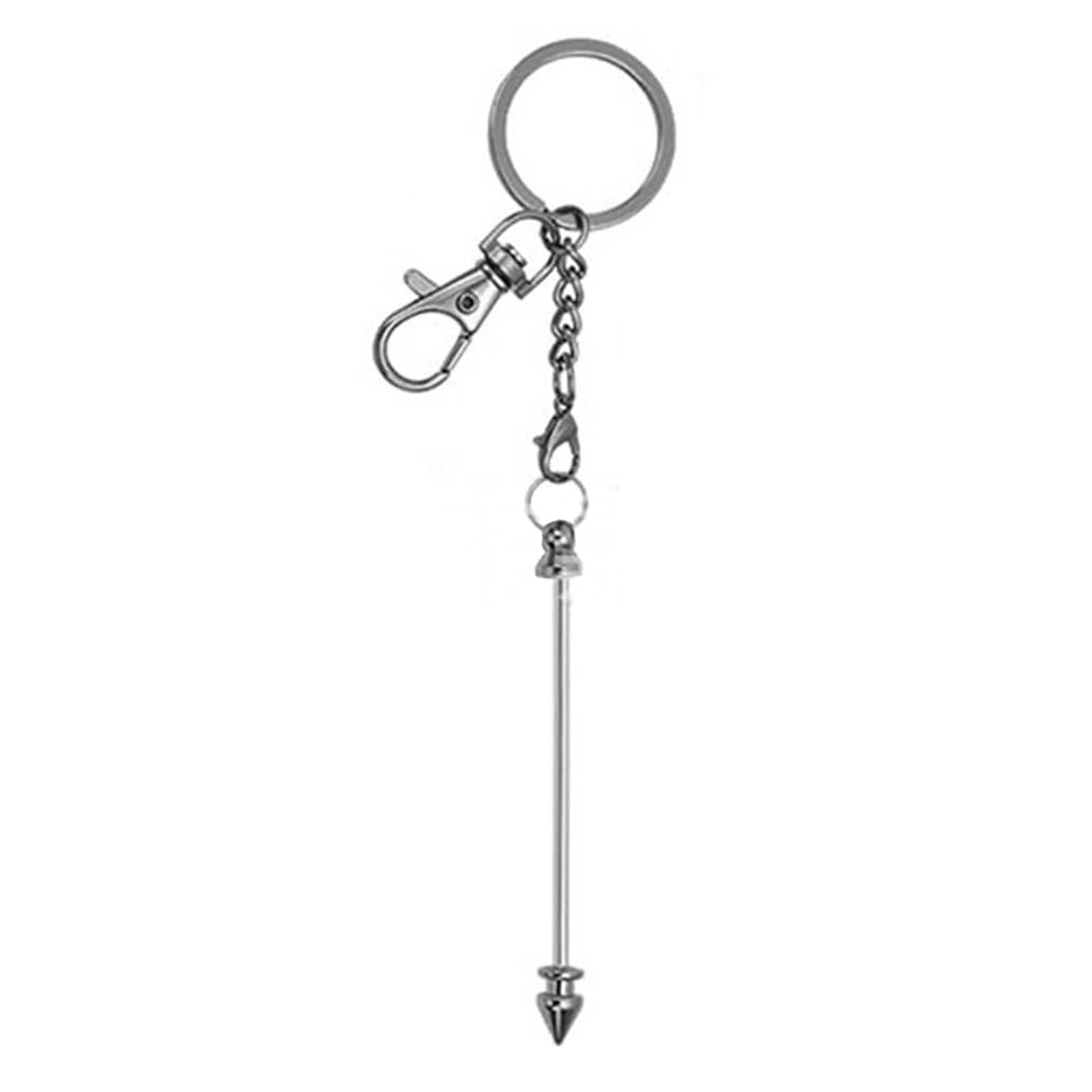 Beadable Keychain DIY Keychain Accessories Metal Bullet Head Key Rings Pendant Phone Anti-lost Lanyard for Men and Women