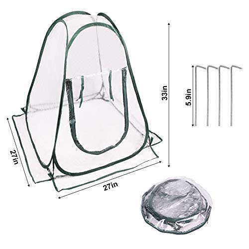Pop up Greenhouse Cover, Transparent PVC Mini Small Grow Plant House Tent, Gardening Flowerpot Warm Room Backyard Flower Shelter for Indoor Outdoor (27"x27"x31") - Image 3