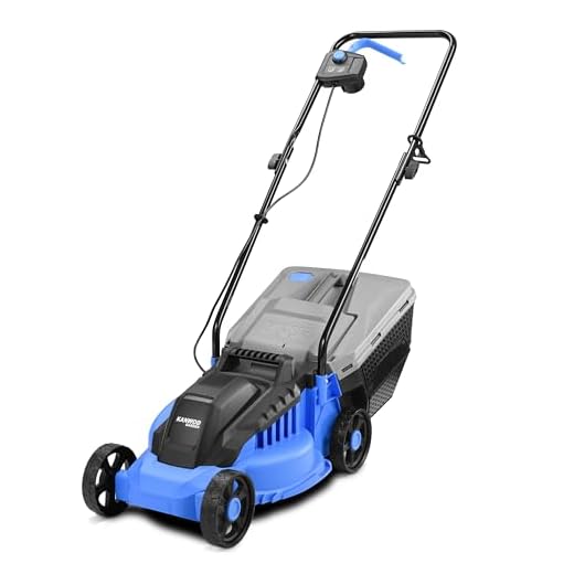 Kanwod Tondeuse à Gazon électrique 1200 W, Largeur de Coupe 34 cm, bac de ramassage 30 litres, Hauteur de Coupe réglable sur 3 Niveaux de 30 à 70 cm, 3400 TR/Min