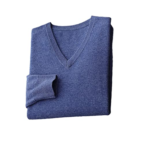Pull en cachemire col v homme contre le froid veste laine epaisse bleu