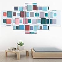 SIGNWIN 5 Panel Canvas Wall Art Abstract Architecture Modern Artwork for Home Decorations Ready to Hang - 60