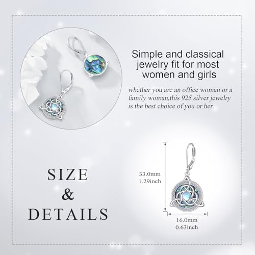 Celtic Moonstone Earrings for Women 925 Sterling Silver Trinity Knot Dangle Drop Leverback Earrings Irish Jewelry Gifts for Girls3