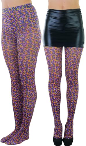 Image of ToBeInStyle Women's Vibrant Multicolor Animal Print Pantyhose Assorted Hosiery