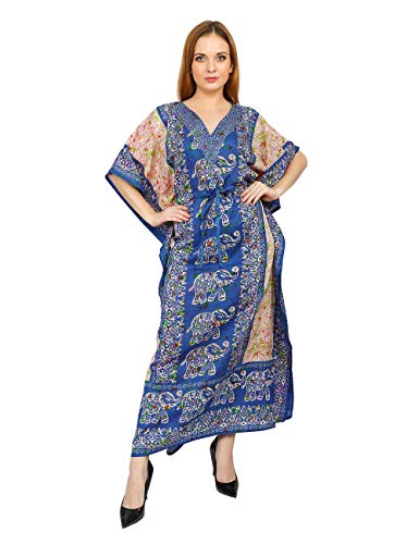 Shah Crafts. Kaftan-Kleid für Damen, Elefantenmuster, Kimono, Oberteil,...