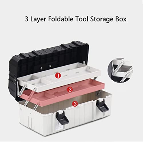 Boîte à outils solide avec trois niveaux de rangement pliables - 5