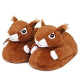 Aopuro Women Squirrel Animal Slippers Cute Plush House Shoes Warm Novelty Cartoon Slippers Gifts for Birthday Christmas