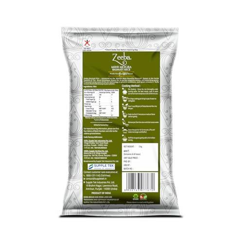 Image of Zeeba Mini Mogra Basmati Rice 5 Kg, Ideal for Khichdi, Kheer & Daily Meals (Cooked length upto 11mm*) (Pack of 3)
