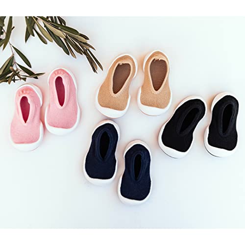 Komuello Boy Girl Toddler Flats, Breathable, Washable, Non-Slip Shoes, Soft Cotton, Premium Sock Shoes, Size 6 (Pastel Pink, 12-18 Months) #TOP3