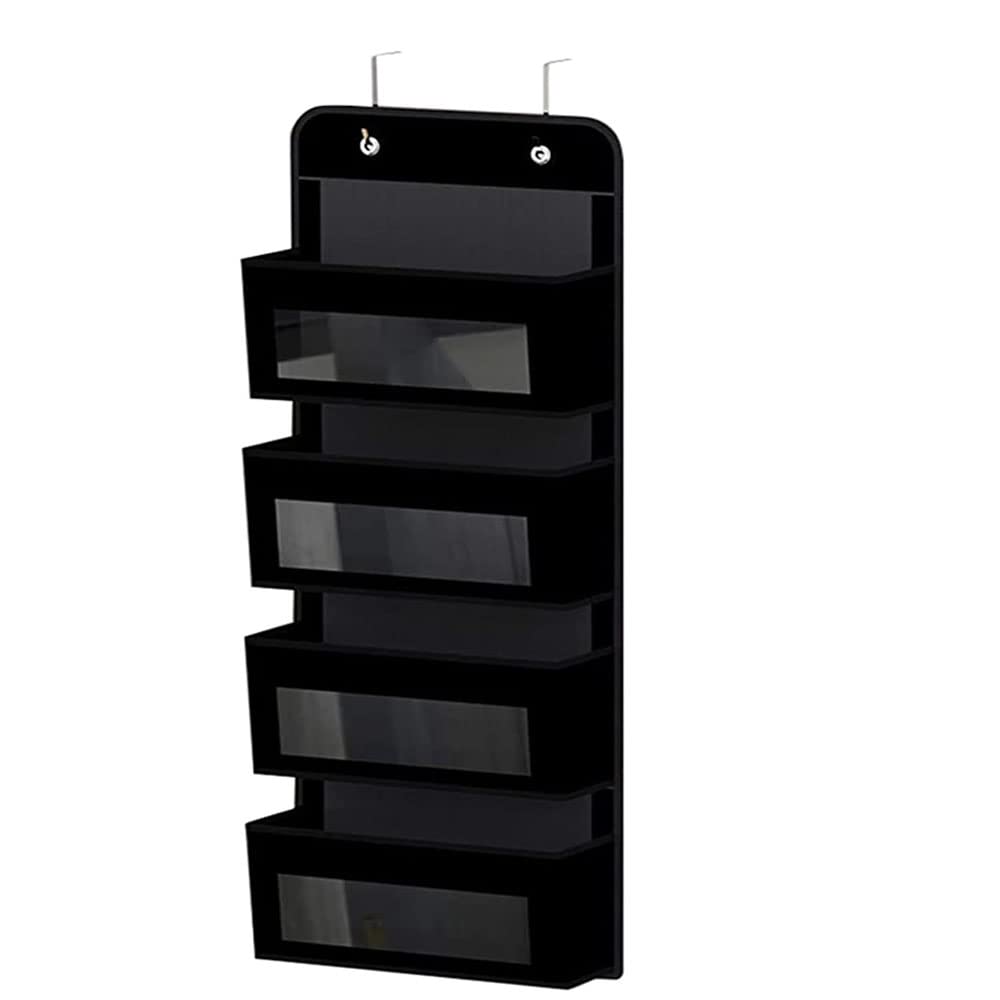 SEIWEI Organizer da appendere sopra la porta, da parete, armadio, con 4 tasche trasparenti per bidoni della spazzatura, 2 ganci in metallo, consente di risparmiare spazio nella cameretta dei bambini