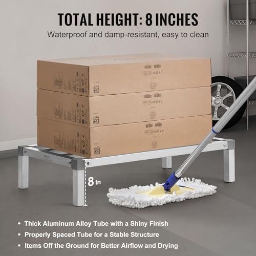 VEVOR Aluminum Dunnage Rack, 36” x 20” Commercial Food Floor Rack, 8” Off The Floor, 1000 lbs Capacity All-Welded Aluminum Storage, for Storage in Restaurants, Kitchens, Garages and Vehicles by VEVOR - Image 3