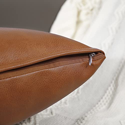 Panod Luxury Full Body Pillow Covers 20 X 36,Decorative Faux Leather Long Pillow Covers Lumbar Pillow Case Cushion Case For Farmhouse Sofa Couch Bed Livingroom,Vegan Brown #TOP3