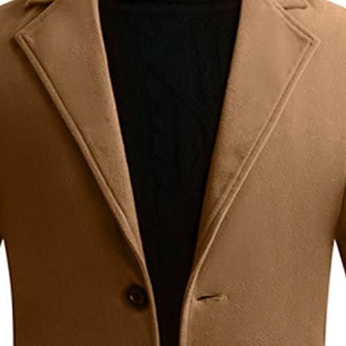 Usnsm Winter Jackets For Men,Men Winter Slim Coat Trench Lapel Long Jacket Double Breasted Coat Soft Elegant Windbreaker Khaki #TOP2