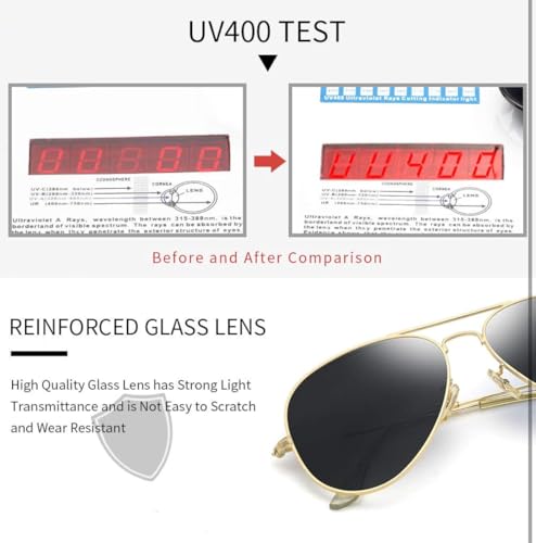 Image of ARICKS Classic Aviator Sunglasses for Men Women Driving Sun glasses Glass Lens 100% UV Blocking