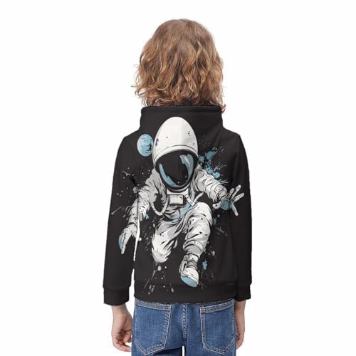Pull garçon imprimé 3D astronaute idée cadeau originale sweat à capuche 10-12Y
