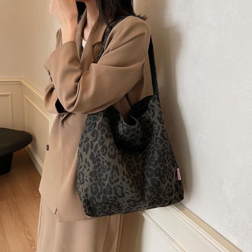 Canvas Hobo Bag Leopard Print Casual Shoulder Messenger Bag Stachel Tote Bag Travel Daypacks2