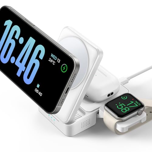 �y15W�}���z3in1 Magsafe�Ή� �[�d�� Lamicall �܂��� ��� : �X�}�z �E�H�b�` ���� �[�d �X�^���h �R���p�N�g �����^�� �}�O�Z�[�t ���C�����X �h�b�N ���� �c �� �u�� �g�� �� �}�O�l�b�g ���イ�ł� �o�� ���s iPh