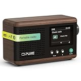 Pure Classic Mini Portable digital radio - DAB+ & FM - Bluetooth 5.3-15 hours battery life - 2 equaliser options - 2.4 inch colour display - Carrying strap - brown/walnut - Compact & lightweight