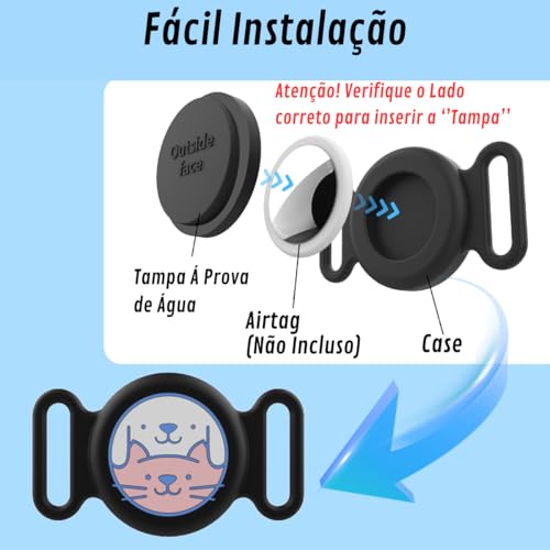 Capa Case para Airtag Coleira Pet Gato Cachorro a Prova de Água Impermeável Silicone Rastreador Loca