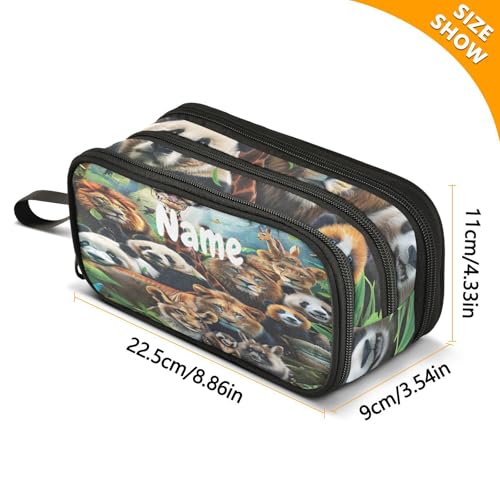 Image of Custom Animals Pencil Case Box Boys Girls Personalized Name Large Pencil Pouch Stationery Pen Bag Organizer for Kids Adults School Office