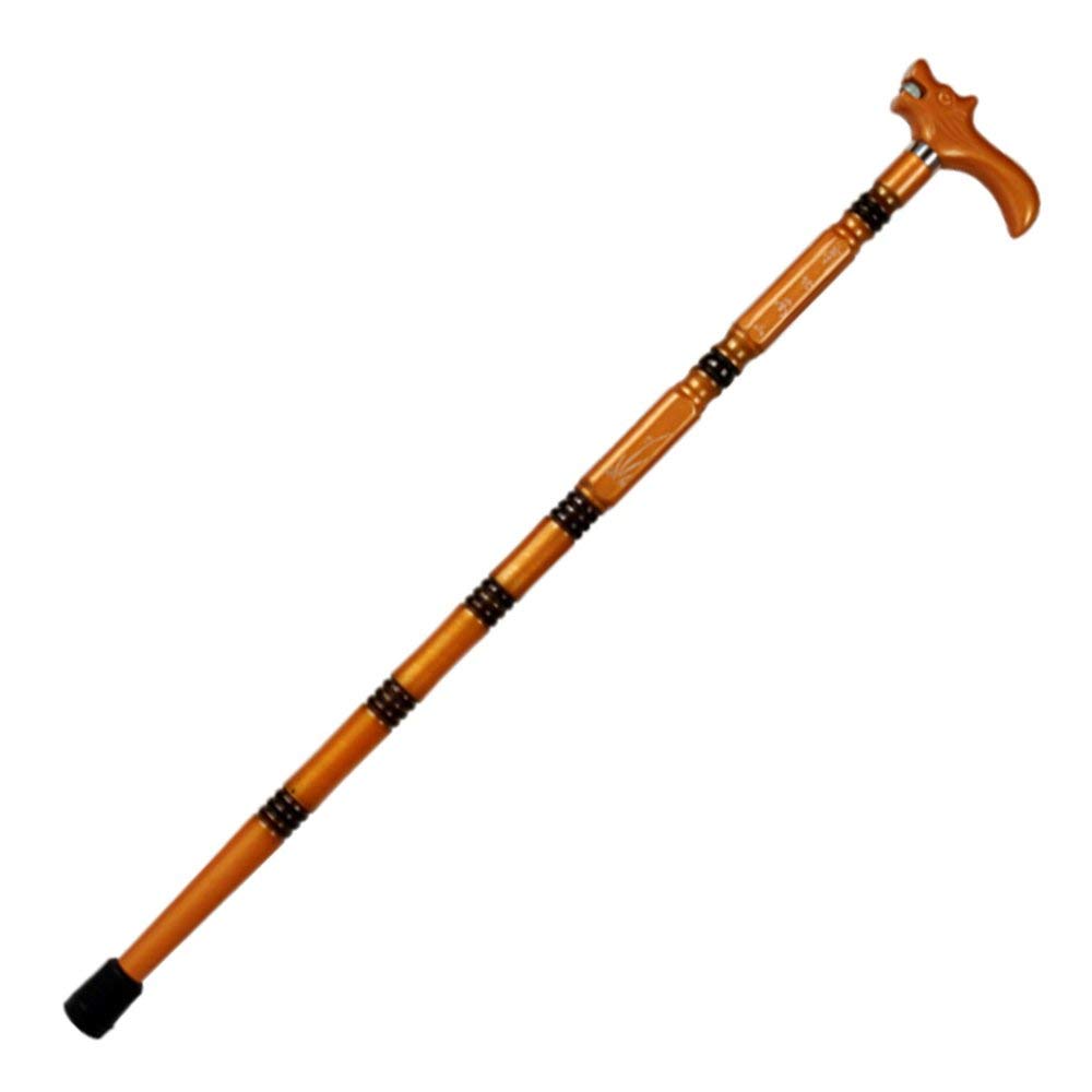 Bastón de Madera Bastón Antideslizante Grabado de Madera Maciza Mango de Grifo Bastón Muletas para Ancianos Cesta para Caminar para Ancianos/Rojo