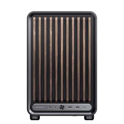Image of JONSBO D33 Wood Black Micro ATX PC Case,High Airflow MATX case with Tempered Glass Panel,9 Fan Positions,High Compatibility,Supports MATX BTF MB, 435mm GPU /360AIO /172mm Air Cooler,ATX /SFX PSU,Wood