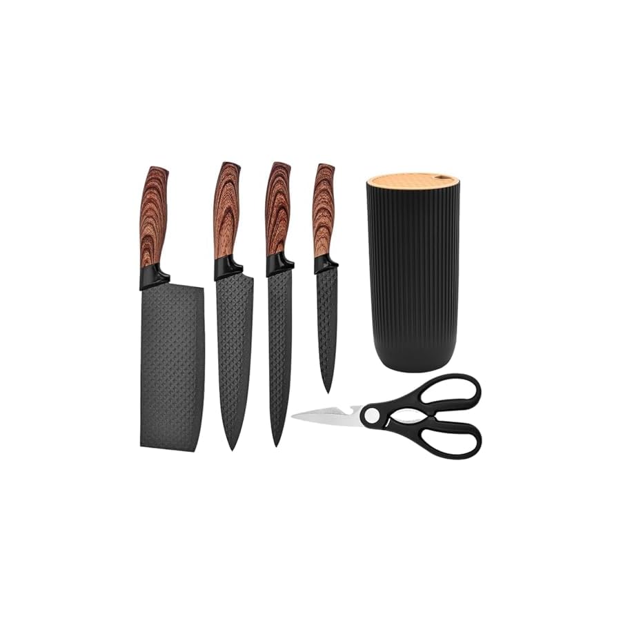 Wooden-6-Piece-Black-Professional-Kitchen-Knife-Set-for-Chef-Super-Sharp-Knife-Set-with-Universal-Knife-Block-Anti-Rust-Stainless-Steel-Kitchen-Knife-Block-Set-Ergonomical-Design-Black-Knife-Set Wooden 6-Piece Black Professional Kitchen Knife Set for Chef, Super Sharp Knife Set with Universal Knife Block, Anti-Rust Stainless Steel Kitchen Knife Block Set, Ergonomical Design (Black Knife Set)