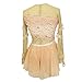 JRUIA Women's Figure Skating Competition Clothing Professional Girls' Ice Skating Dress Gymnastics Dance Costumes Long Sleeve,Champagne,11_13Years