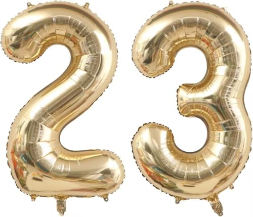 Image of 40 Inch Light Gold 32 23 Balloon Numbers, Foil Mylar Helium Large Number Balloons, Champagne Gold 23th 32th Birthday Balloons, Birthday Party Decorations Supplies for Men Women