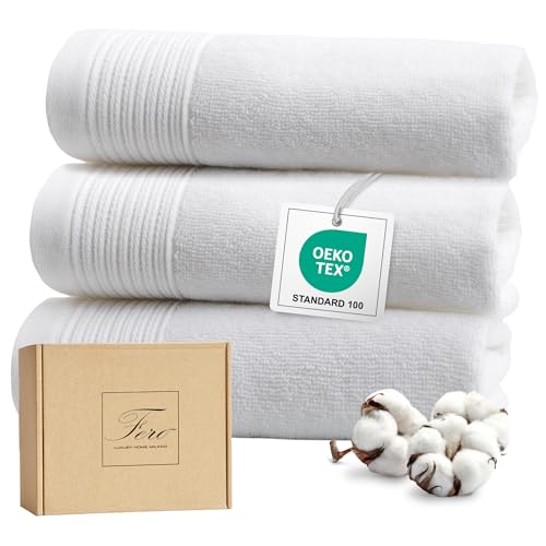 Ferò Lot Serviette Main de Luxe, 3 Pièces, 100% Coton Premium Low Twist 550 g/m², Ultra Doux &...