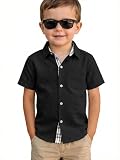 Haloumoning Toddler Baby Boy Short Sleeve Button Down Shirt Kid Dress Shirt