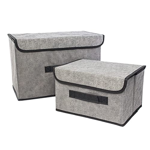 Clay Roberts Storage Baskets with Lids, Pack of 2 Storage Chests, Grey, Fabric Boxes Set for Organiser Units, Homes and Offices, Baskets, Boxes, Box, Unit Cubes