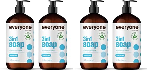 Image of Everyone 3-in-1 Soap,Body Wash,Bubble Bath,Shampoo,32 Ounce,Unscented,made for Men and Women,(Pack of 4)