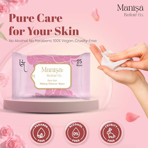 Image of Co. Rose Flush Makeup Remover Wipes | Alcohol-Free, Paraben-Free, Vegan & Cruelty-Free | Rose-Infused Makeup Removing Wipes | 150 Wipes (Pack of 6)